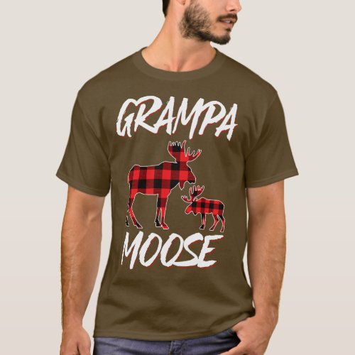 Red Plaid Grampa Moose Matching Family Pajama Chri T_Shirt