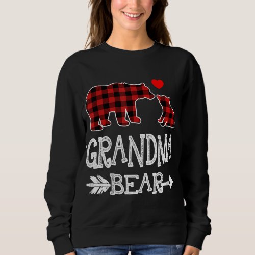 Red Plaid Grandma Bear Christmas Pajama Matching F Sweatshirt
