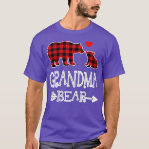 Red Plaid Grandma Bear Christmas Pajama Matching T-Shirt
