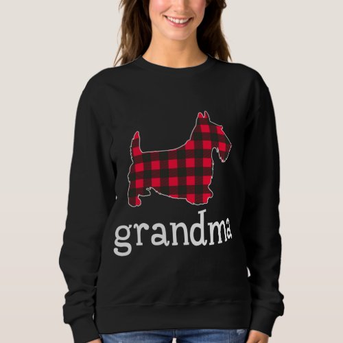 Red Plaid Grandma Scottie Christmas Matching Famil Sweatshirt