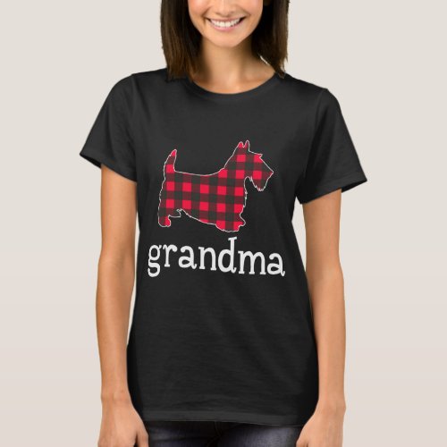 Red Plaid Grandma Scottie Christmas Matching Famil T_Shirt