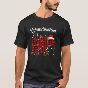 Red Plaid Grandmother Bear Matching Buffalo Pajama T-Shirt