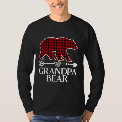 Red Plaid Grandpa Bear Christmas Pajamas Matching T_Shirt