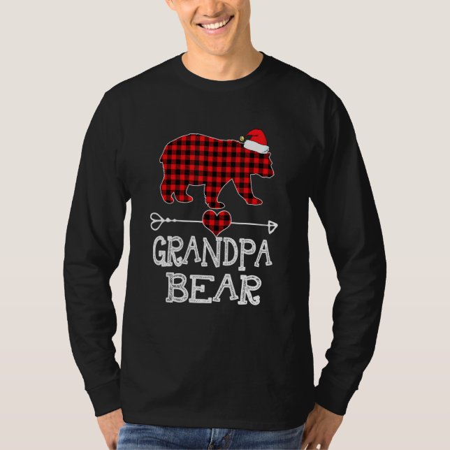 Red Plaid Grandpa Bear Matching Pajama Family T-Shirt (Front)