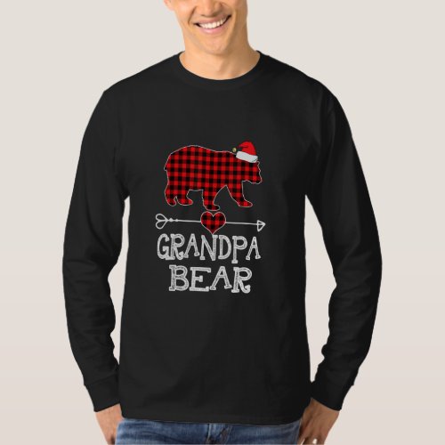 Red Plaid Grandpa Bear Matching Pajama Family  T_Shirt
