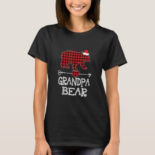 Red Plaid Grandpa Bear Matching Pajama Family  T_Shirt
