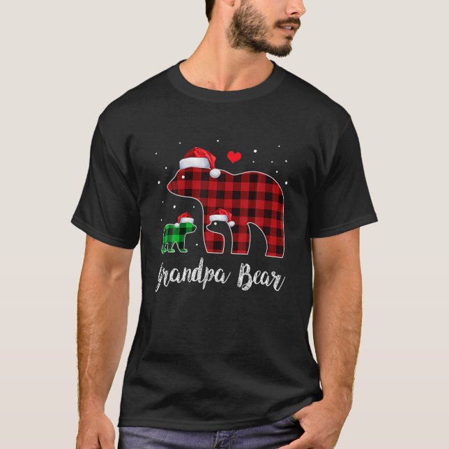 Red Plaid Grandpa Buffalo Matching Pajama Christma T-Shirt (Front)