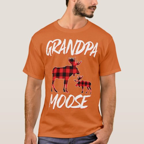 Red Plaid Grandpa Moose Matching Family Pajama Chr T_Shirt