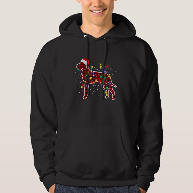 Red Plaid Great Dane Dog Christmas Pajamas Xmas Li Hoodie (Front)
