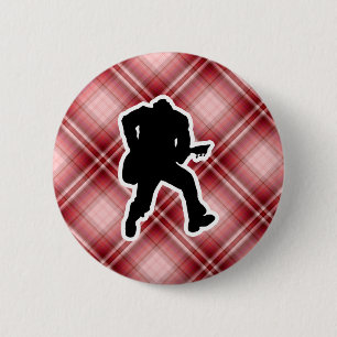 Red Plaid Guitarist Button
