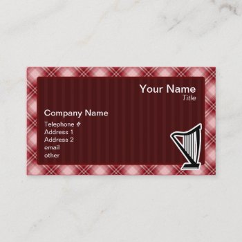 Red Plaid Harp Business Card by MusicPlanet at Zazzle