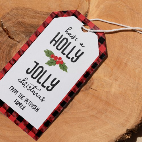 Red Plaid Have A Holly Jolly Christmas From Name Gift Tags