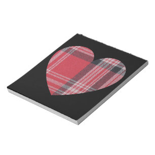 Red Plaid Heart Notepad