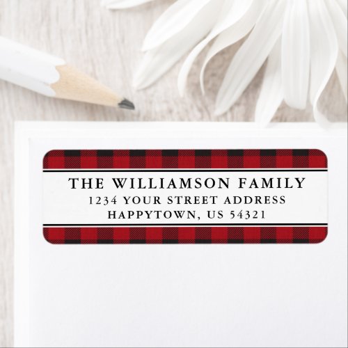 Red Plaid Holiday Christmas Return Address Labels