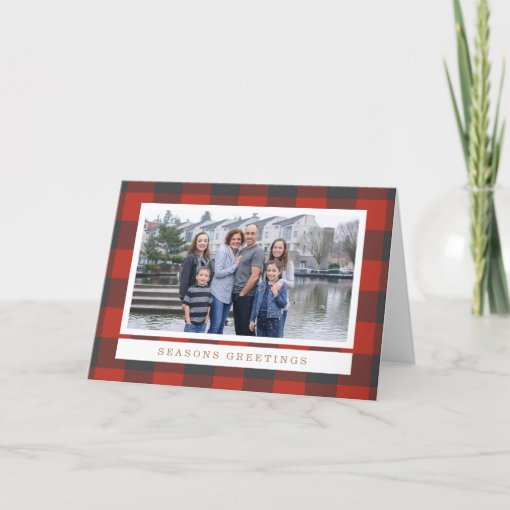 Red Plaid Holiday Photo Card Zazzle