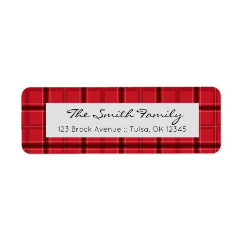 Red Plaid Holiday Return Address Label