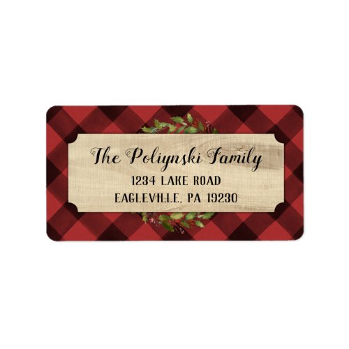 Red Plaid Holiday Return Address Labels