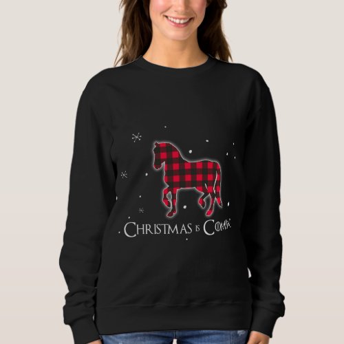 Red Plaid Horse Christmas Matching Buffalo Family  Sweatshirt