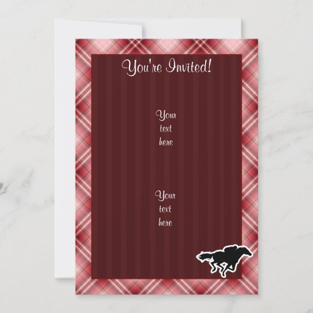 Red Plaid Horse Racing Invitation (Front)