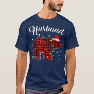 Red Plaid Husband Bear Matching Buffalo Pajama T-Shirt