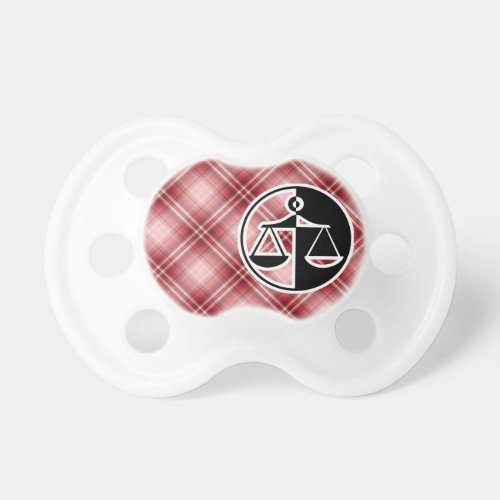 Red Plaid Justice Scales Pacifier