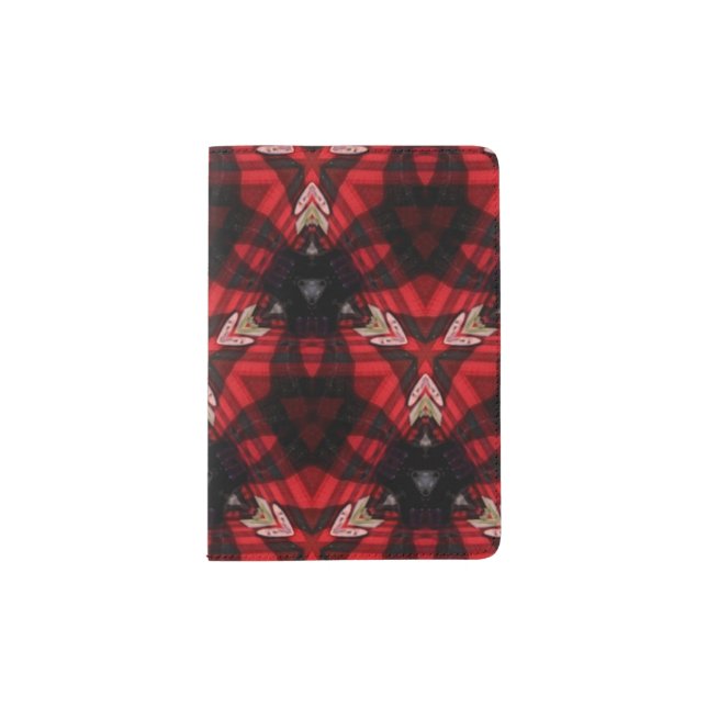 Red Plaid Kaleidoscope Passport Holder (Front)