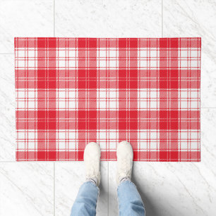 Red Plaid Kitchen Mat