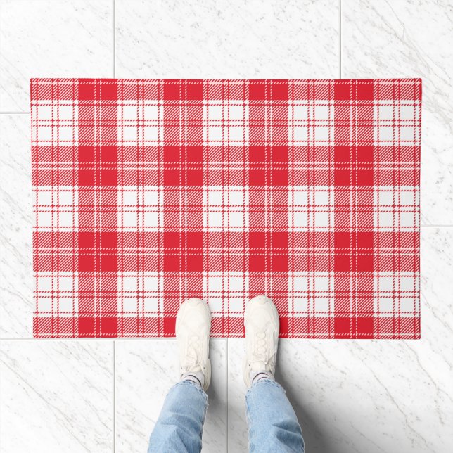 Red Plaid Kitchen Mat (Indoor)