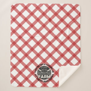Red Plaid Let's Go Pet Grass Puppies Blanket