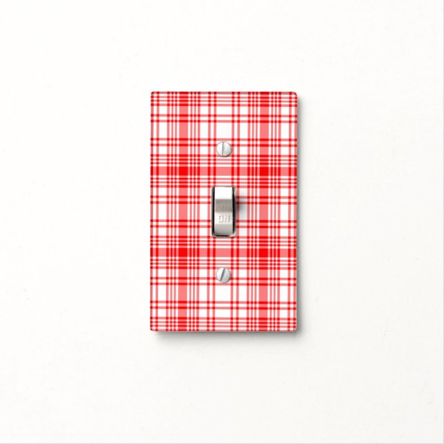 Red Plaid Light Switch Cover (In Situ)
