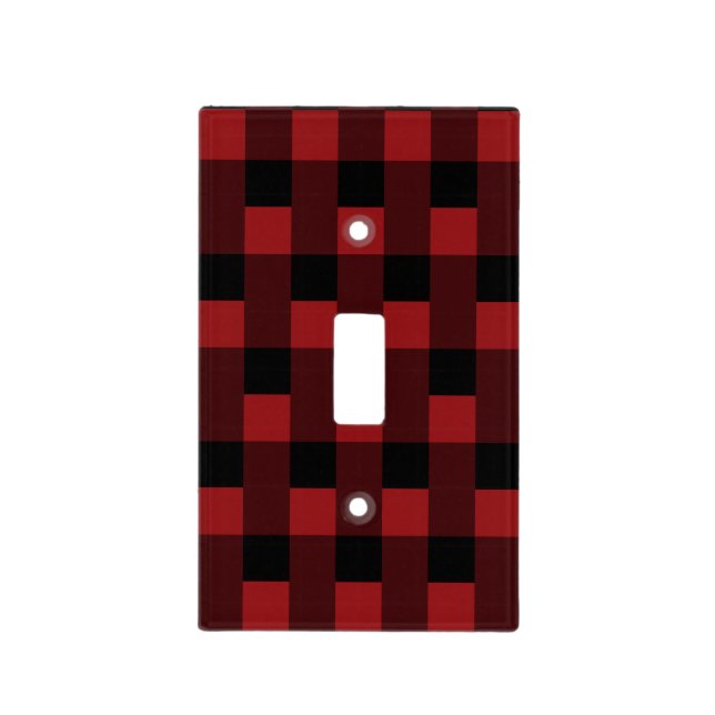 Red Plaid Light Switch Cover (Front)
