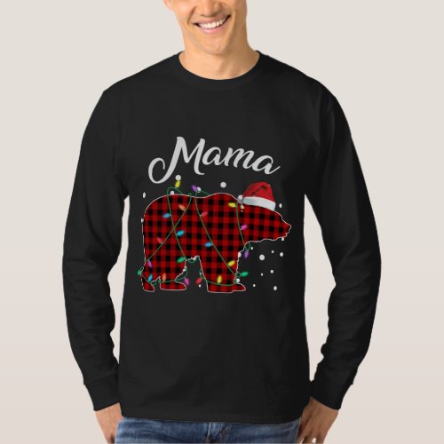 Red Plaid Mama Bear Matching Buffalo Pajama T_Shirt