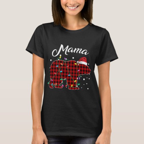 Red Plaid Mama Bear Matching Buffalo Pajama T_Shirt