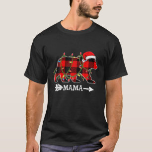 Red Plaid Mama Bear Matching Pajama Family Buffalo T-Shirt