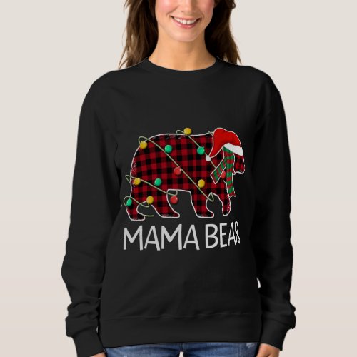 Red Plaid Mama Bear Matching Pajama Family Sweatshirt