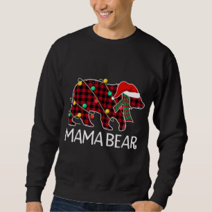 Red Plaid Mama Bear Matching Pajama Family Sweatshirt
