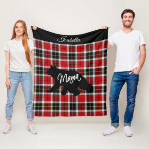 Red Plaid Mama - Bear - Personalize Fleece Blanket