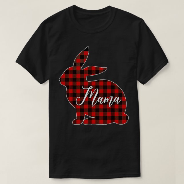 Red Plaid Mama Bunny - Matching Pajama Rabbit Mama T-Shirt (Design Front)