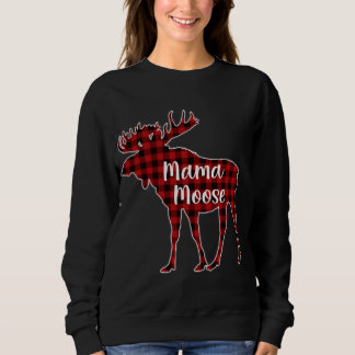 Red Plaid Mama Moose Buffalo Matching Family Pajam Sweatshirt