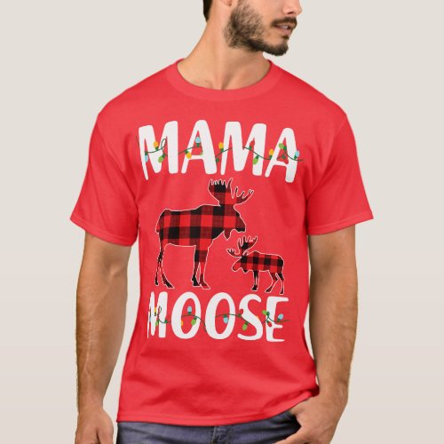 Red Plaid Mama Moose Matching Family Pajama Christ T_Shirt