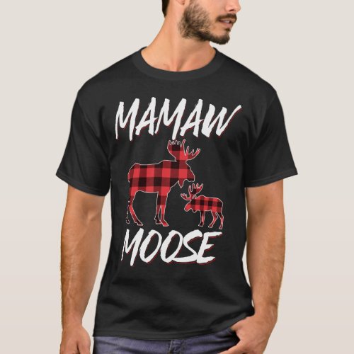 Red Plaid MAMAW Moose Matching Family Pajama Chris T_Shirt