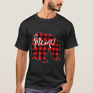 Red Plaid Meme Bear Matching Pajama Buffalo Family T-Shirt