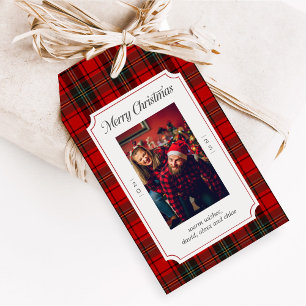 Red Plaid Merry Christmas Favor Tags