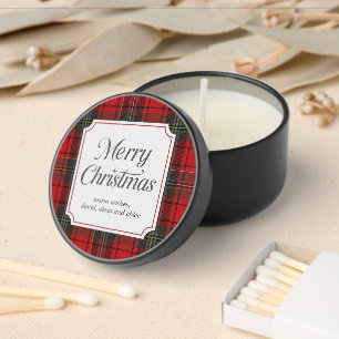 Red Plaid Merry Christmas Mini Candle Favors