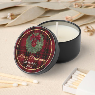 Red Plaid Merry Christmas Party Mini Candle Favors