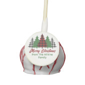 Red Plaid Merry Christmas Trees Custom Party Cake Pops (Front)