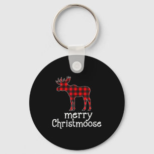 Red Plaid Merry Christmoose Christmas T Shirt Moos Keychain