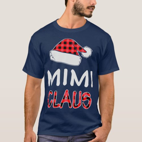 Red Plaid Mimi Claus Santa Hat Family Matching Chr T_Shirt