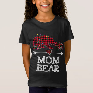 Red Plaid Mom Bear Buffalo Family Mama Pajama Chri T-Shirt