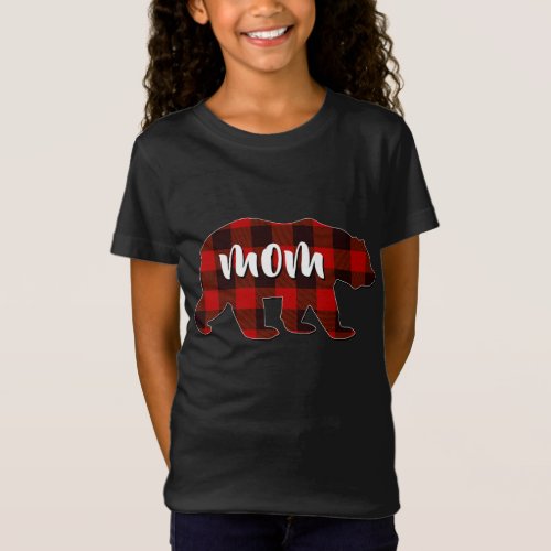 Red Plaid Mom Buffalo Matching Family Mama Pajama  T_Shirt